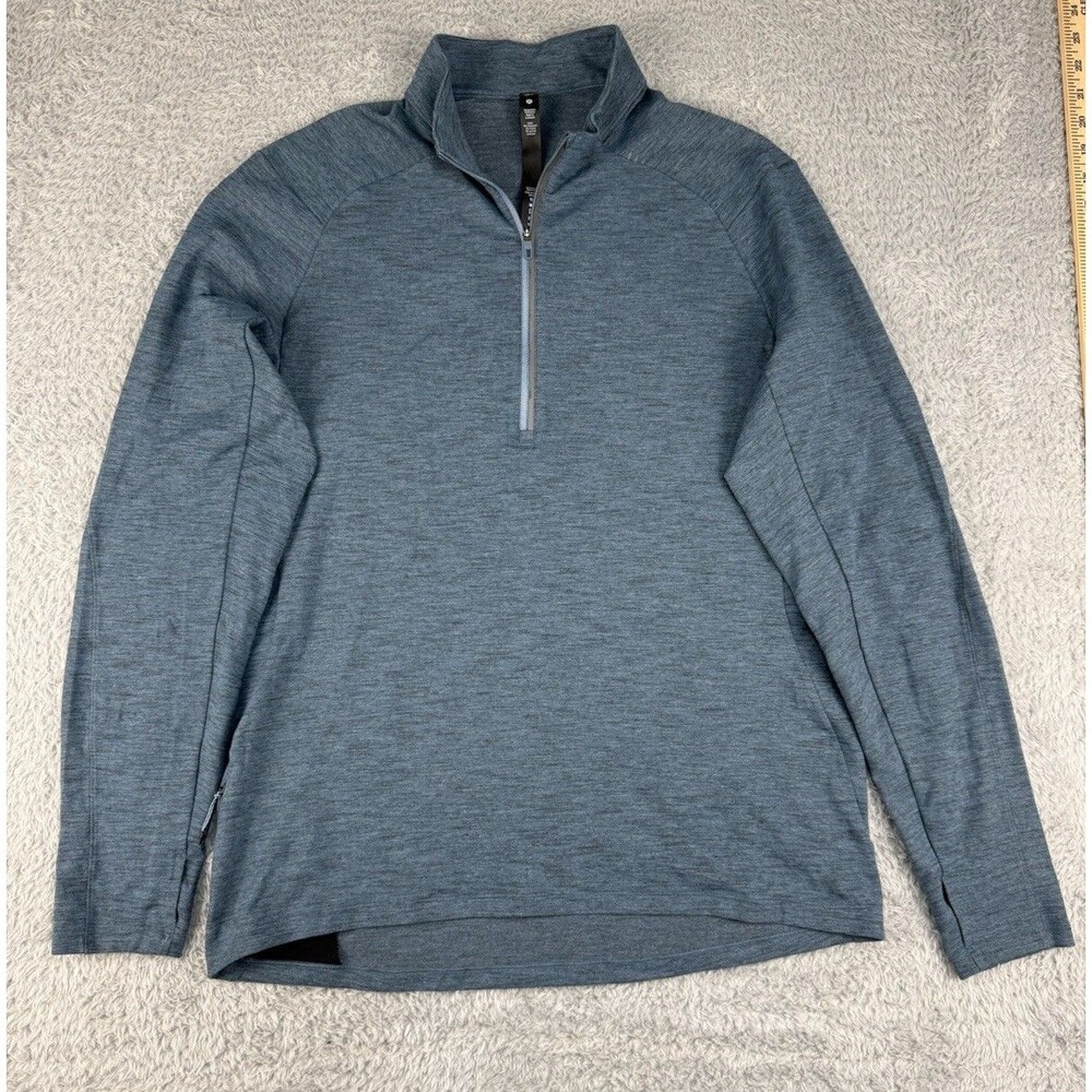 Lululemon Surge Warm 1/2 Zip Pullover Mens Large Heather Blue Rulu Running